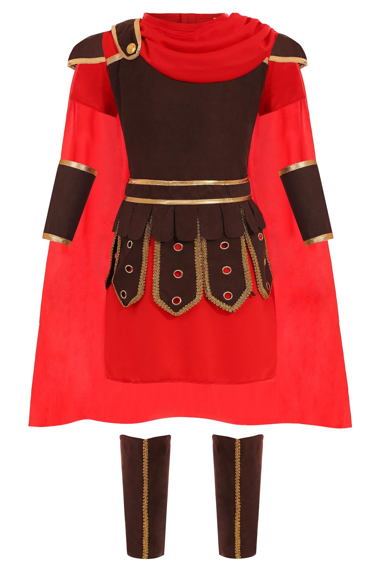 Frekuyrt Kids Warrior Costume Boys Roman Soldier Gladiator Costume Medieval Knight Costume For Halloween Party Dress Up (9-10 Ye