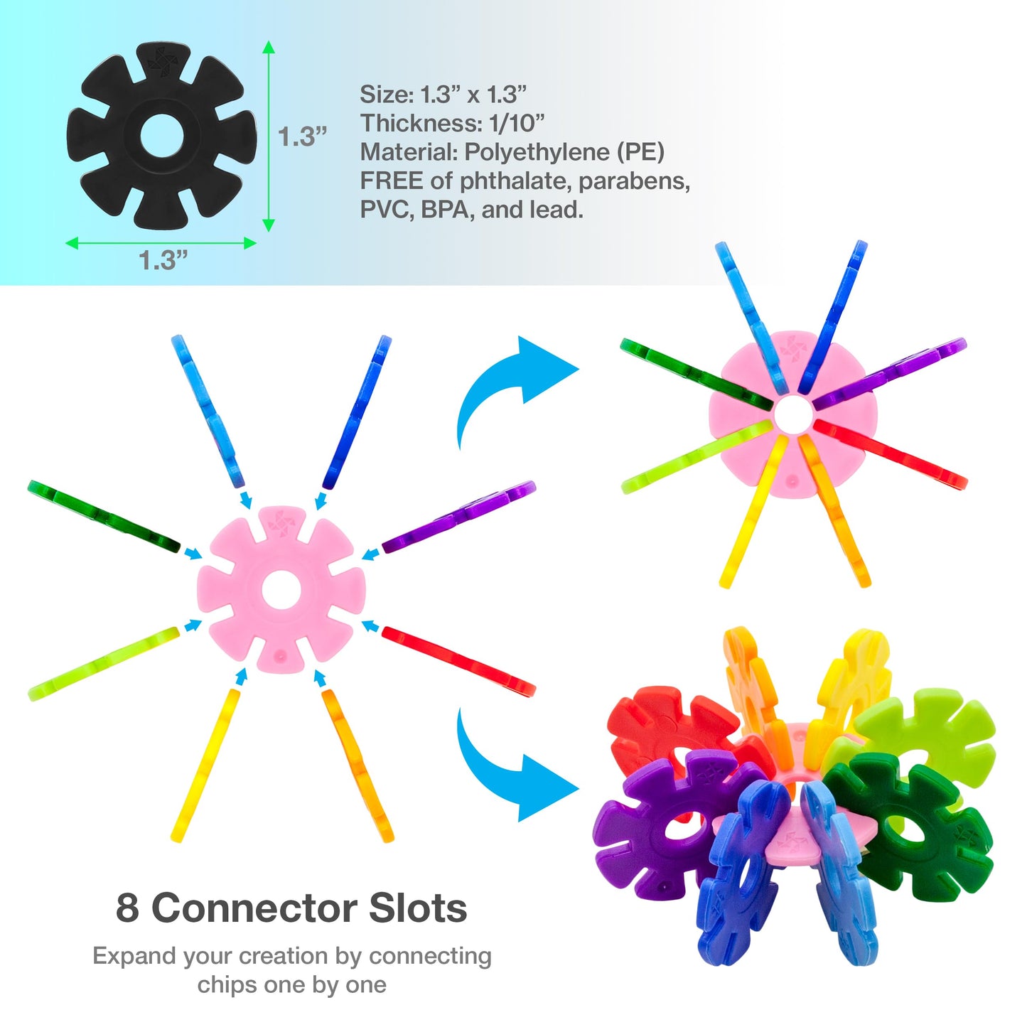 Picassotiles Building Chip Interlocking Disc Construction Blocks In Black Color Stem Learning Early Education Toy Engineering Pl