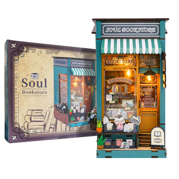 Ourmiao Book Nook Kit Soul Bookstore, Diy Wooden Booknooks Kit For Adults Women Teens, Bookshelf Diorama Miniature Scenes Insert