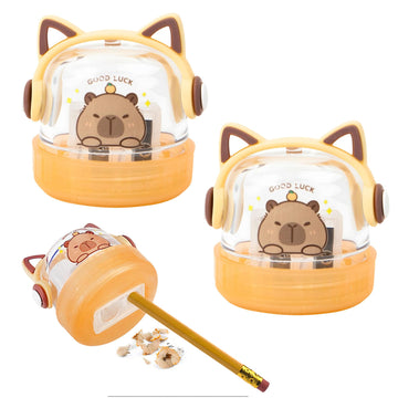 Funblast Music Capybara Pencil Sharpener For Kids - Set Of 2 Pcs Sharpener For Kid With 2 Holes, Stationery Items Aesthetic, Sty