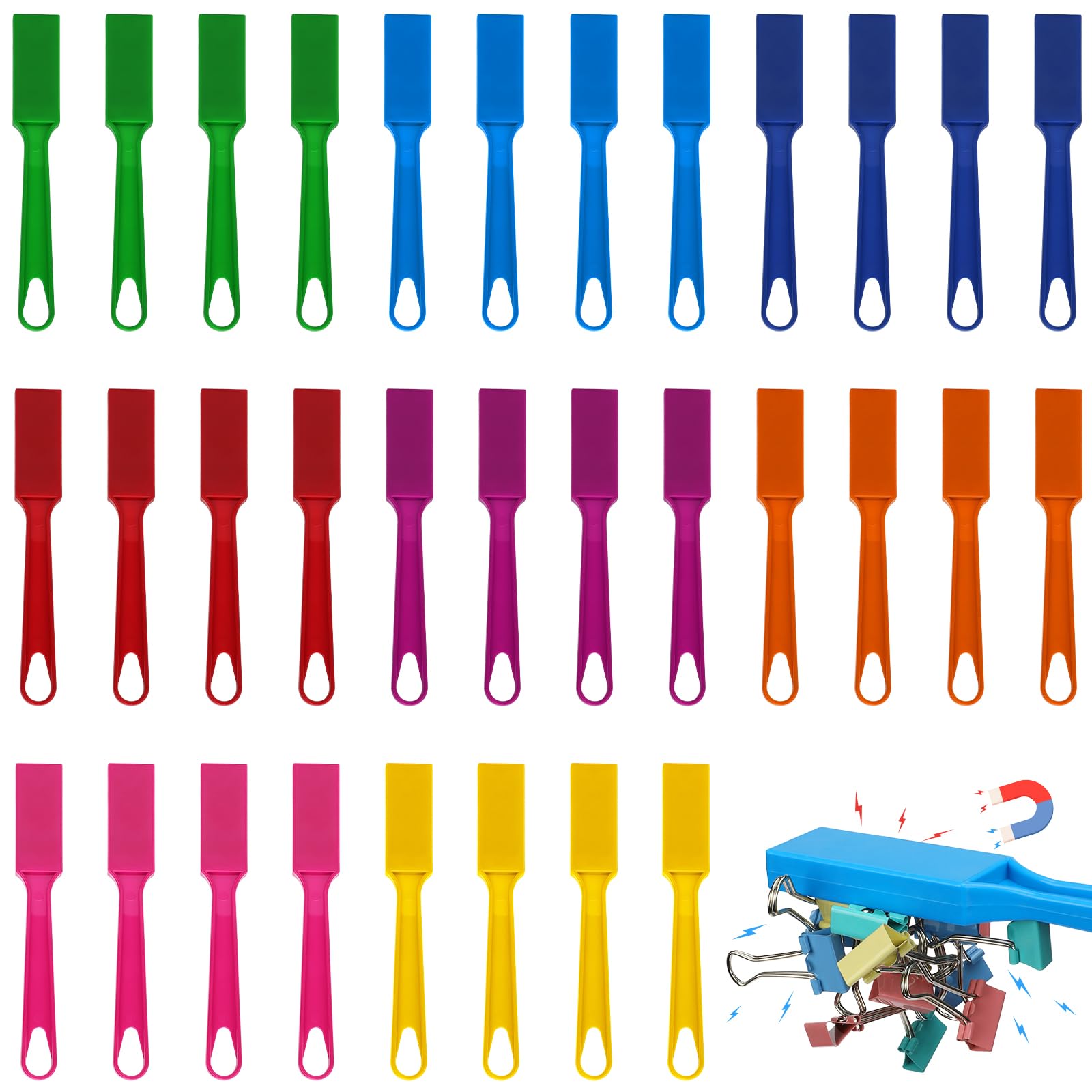 Sayaya 32 Pcs Magnetic Bingo Wands For Kids 7.87 Inch Colorful Magnet Sticks For Bingo Chips, Family Game Night, Science Learnin