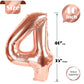 Rose Gold 4 Balloon, Number Balloons 40 Inch, 4Th Birthday Decorations For Girls Boys, Four Large Numbers For Party Decor, Numbe
