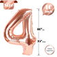 Rose Gold Number 4 Balloon 40 Inch, 4 Balloon Number, 4Th Birthday Decorations, Rose Gold Party Supplies For Boys Girls