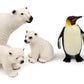 Uandme Polar Animal Toy Figurines Set, Includes Polar Bear Family & Emperor Penguin Family Figures