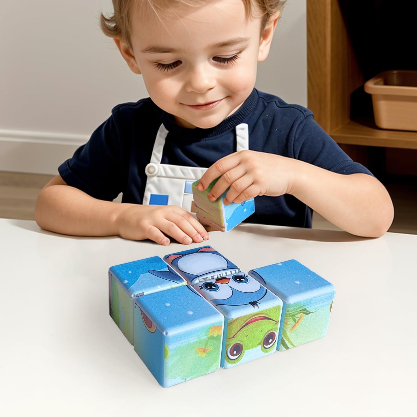 Pairez Toys 3D Magnetic Cubic Jigsaw Puzzle Toys For Toddlers, Large Building Blocks Cubes 1.65 Inches, Sensory & Montessori Toys For Kids 3-5