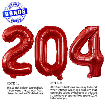 Goer 2025 Foil Number Balloons For 2025 New Year Eve Festival Party Supplies Graduation Decorations (Red,16 Inch)