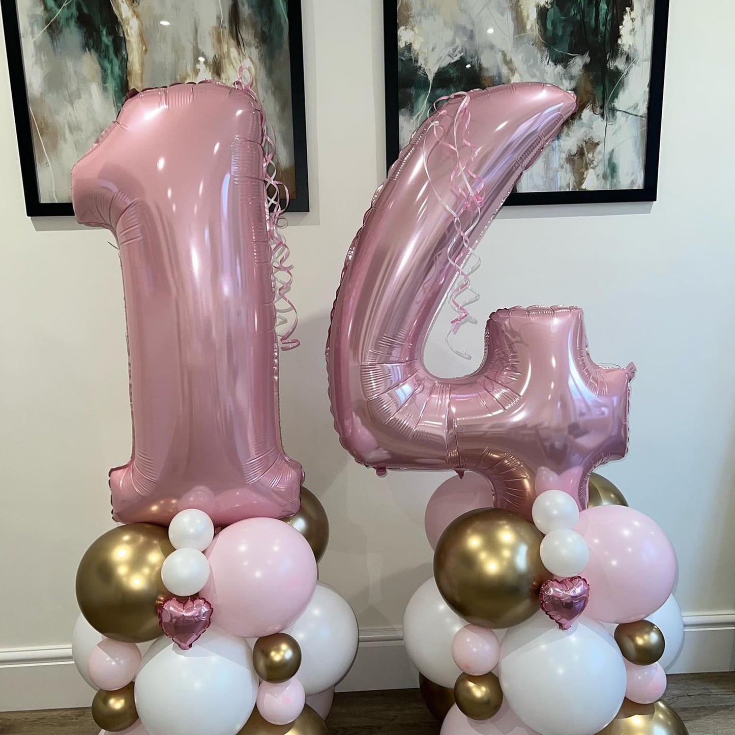 40 Inch Pink Number 4 Balloons, Large 4 Balloon Number Pink Foil Number Balloons, Light Pink 4th Mylar Birthday Balloons for Gir