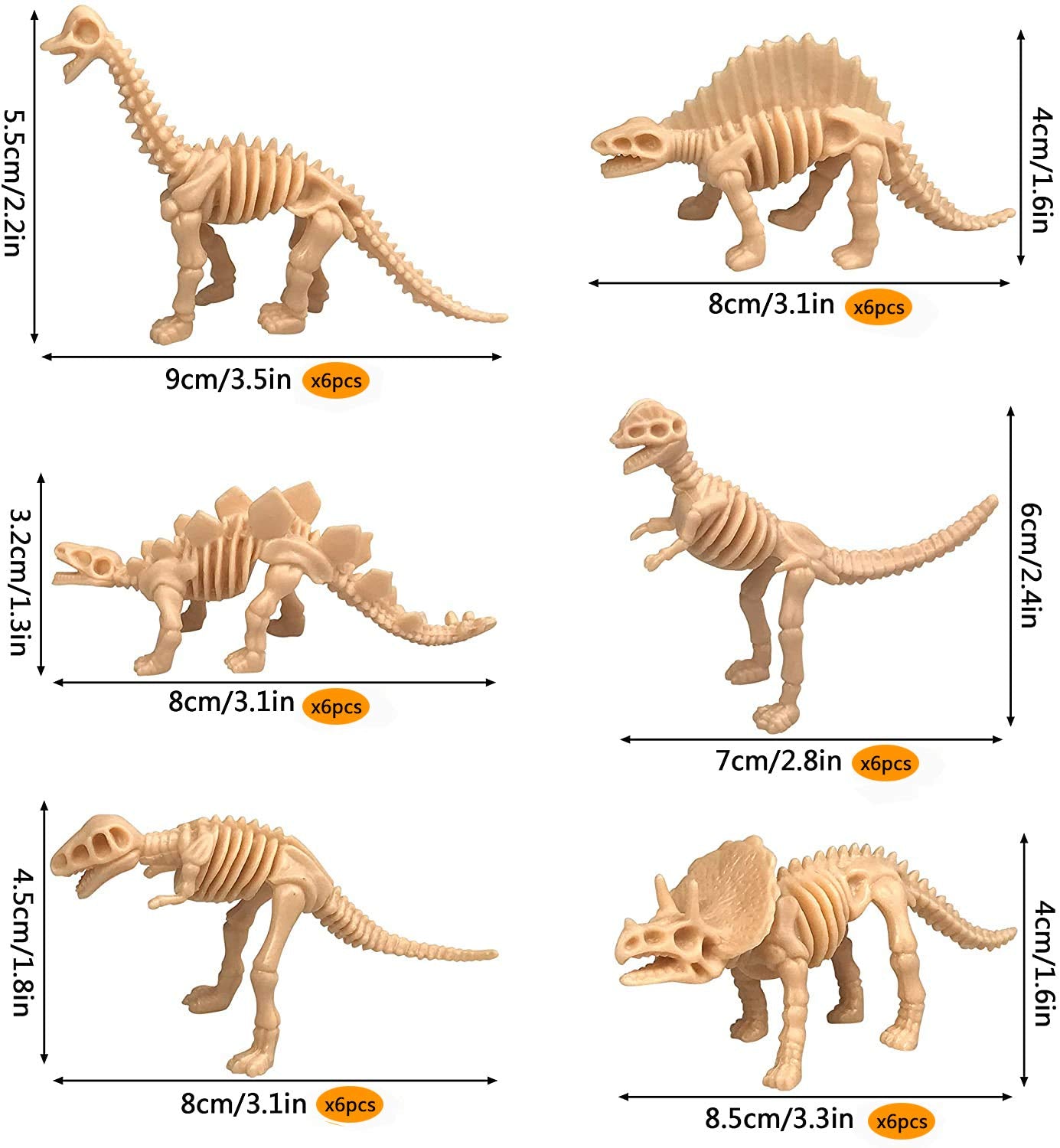 Ppxmeeudc 48 Pcs Dinosaur Fossil Skeletons Assorted Dinosaur Skeleton Toy Figures Dino Bones Educational Gift For Science Play Dino Sand Dig Party Favor Decorations