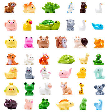 42 Pcs Mini Resin Animal  42 Tiny Resin Animals  Miniature Little Small Animal Figurines for Micro Fairy Garden Landscape Accessories Dollhouse Hide Crafts Decor Aquarium Toys