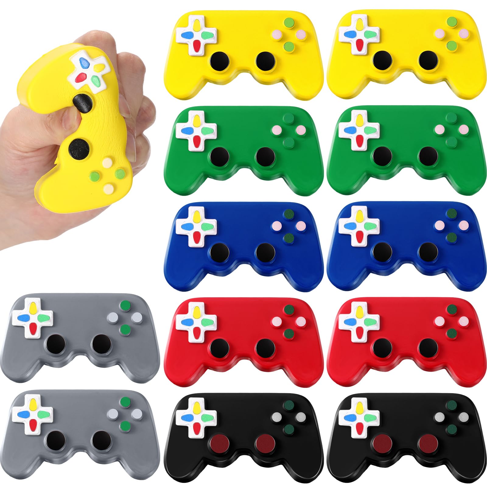 Wettarn 24 Pcs Video Game Party Favors Gamer Video Game Controller Shaped Stress Toys Birthday Party Favors Classic Sensory Fidget Gamer Stress Toys for Kids mature-themed