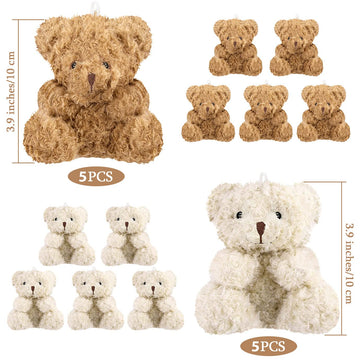 10 Pieces Plush Mini Teddy Bear 4 Inch Stuffed Animals Tiny Soft Bear Doll For Graduation Birthday Wedding Baby Shower Decoratio