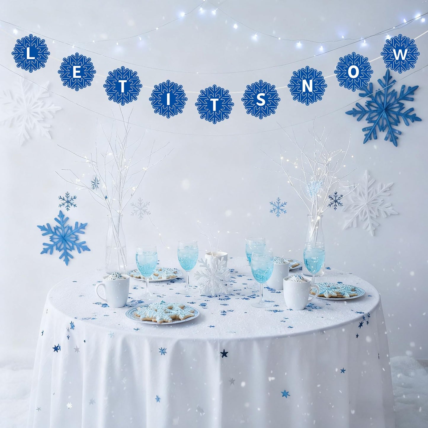 Kosiz 116 Pcs DIY Letter Custom Banner Customizable Banner Kit Winter Snowflake Letter Garland Including 111 Letters Numbers 3 R