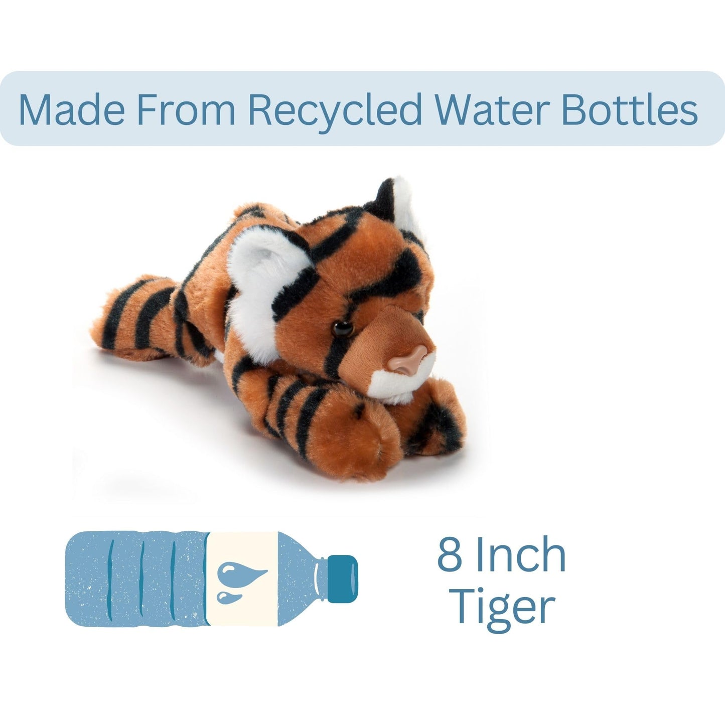 The Petting Zoo Tiger Stuffed Animal Plushie, Gifts for Kids, Scoopz Wildlife Animals, Orange Striped Tiger Plush Toy, 8 inches