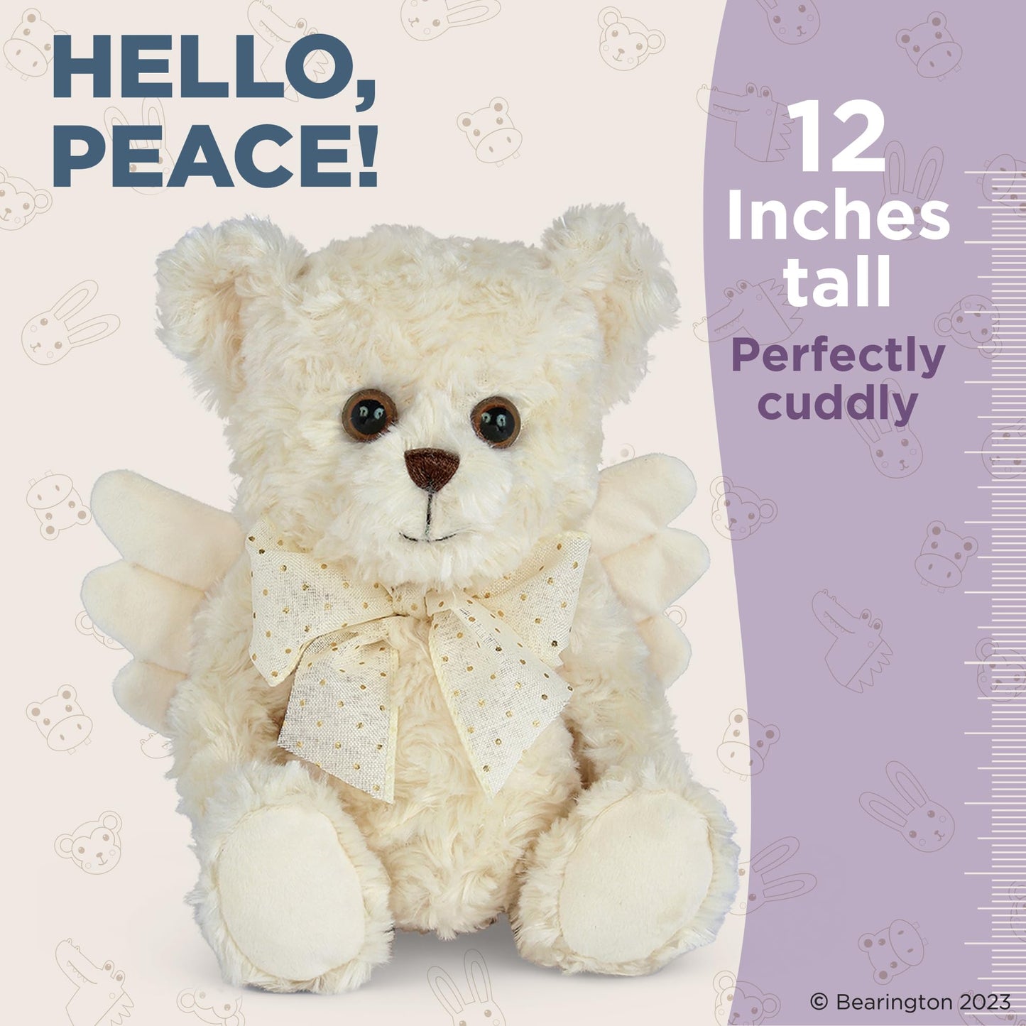 Bearington Peace, 12 Inch Teddy Bear Angel Stuffed Animal, Makes A Great Gift For Baptism, Birthday, Anniversary, Or Holiday