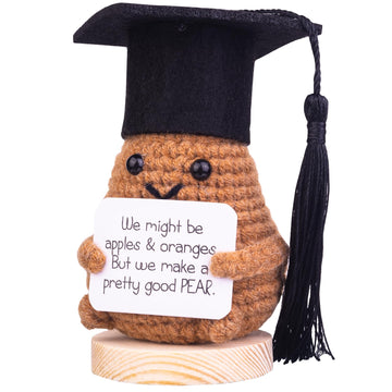 Cofubcad 2025 Graduation Gift Emotional Support Cucumber Graduation Cap Gift, Cute Knitted Crochet Cucumber Doll With Doctoral Hat Toy With Room Decoration(A20)