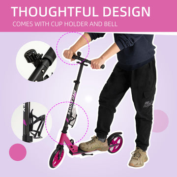 Megavotx Foldable Kids Scooter with 8 inch Sturdy Wheels - Scooters for Kids  Teens  mature-themeds Ages 8+  Adjustable Handlebar  Gift for Boys&Girls  220lbs Max Load Capacity  Bearing ABEC7 - Rose