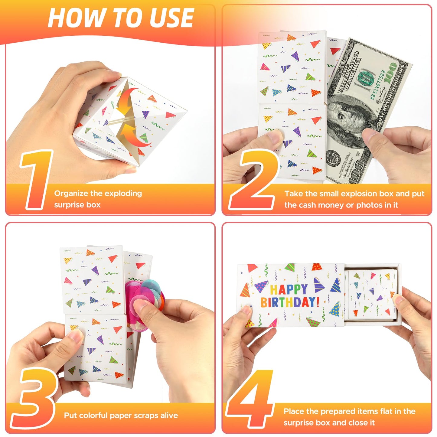 Wenmthg 2024 Mother'S Day Surprise Gift Box Explosion For Money - 10 Pcs Money Gift Box With Confetti - Cash Gift Idea For Mom -