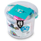 Loddie Doddie 49pc Sidewalk Chalk Bucket - Outdoor Activity Play Set for Kids, 31 Assorted Chalk Sticks, 4 Holders, 10 Ball Refi