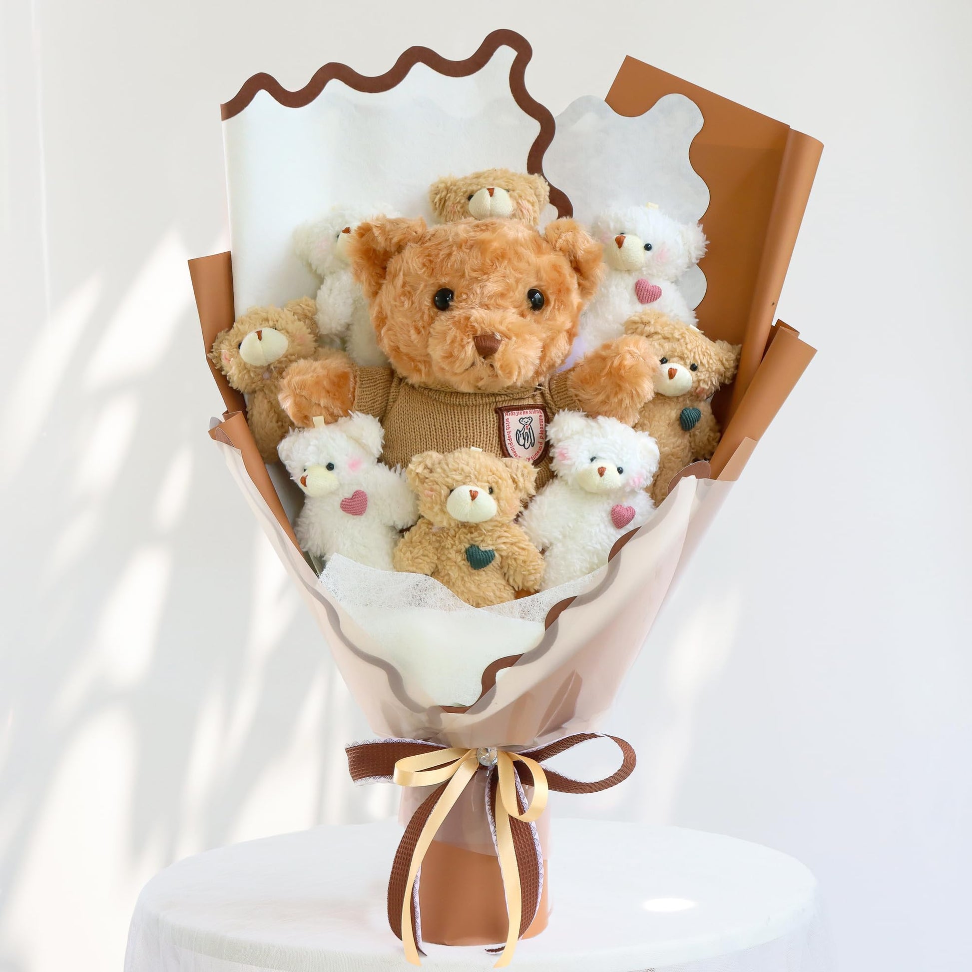 Cute Bear Bouquet - Plush Toy Bouquet with Cute Soap Flower - Handmade Toy Bouquet for Any Occasions, Birthday, Bridal Shower, G