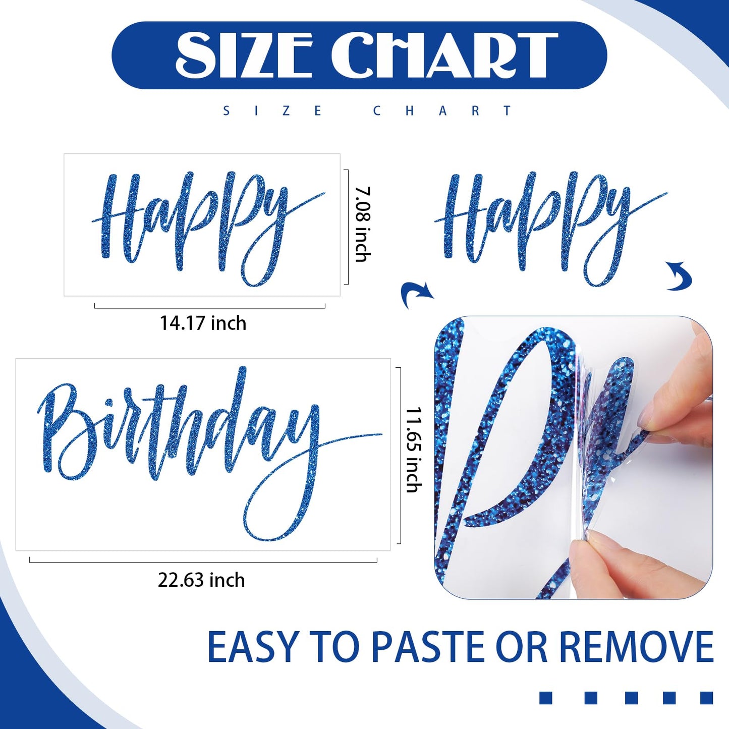 Sinload Happy Birthday Sign for Backdrop Happy Birthday Decal for Arch Backdrop for Girls Boys, Letter Sticker Peel & Stick Wall