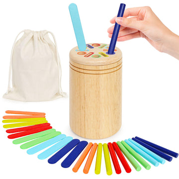 Wooden Sorting Toys Montessori Color & Shape Sorter Class Activity Toddlers Fine Motor Game For Colors And Shapes Recognition, B