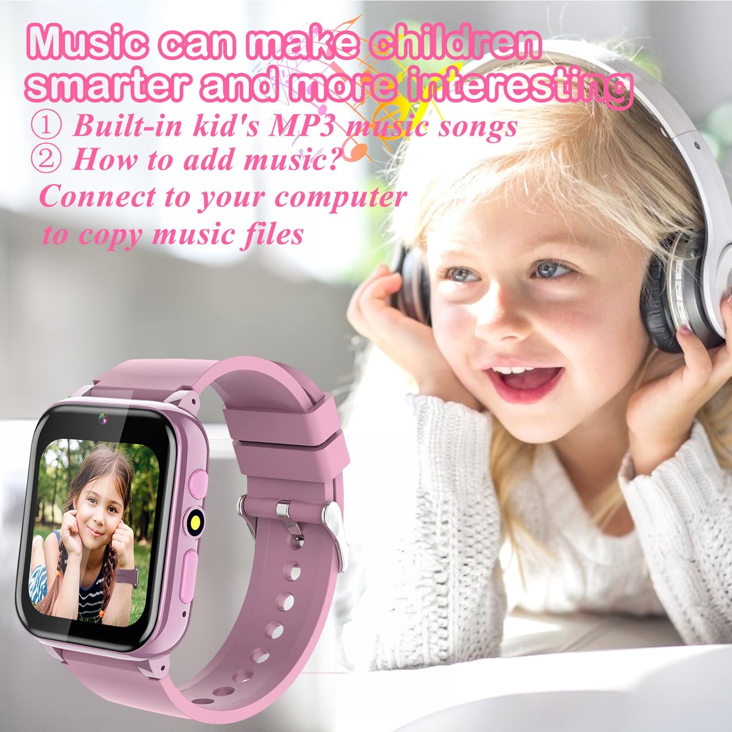 Ichomke Smart Watch For Kids, Girls Boys Smartwatch With 26 Games Camera Video Recorder And Player, Pedometer Calendar Flashligh