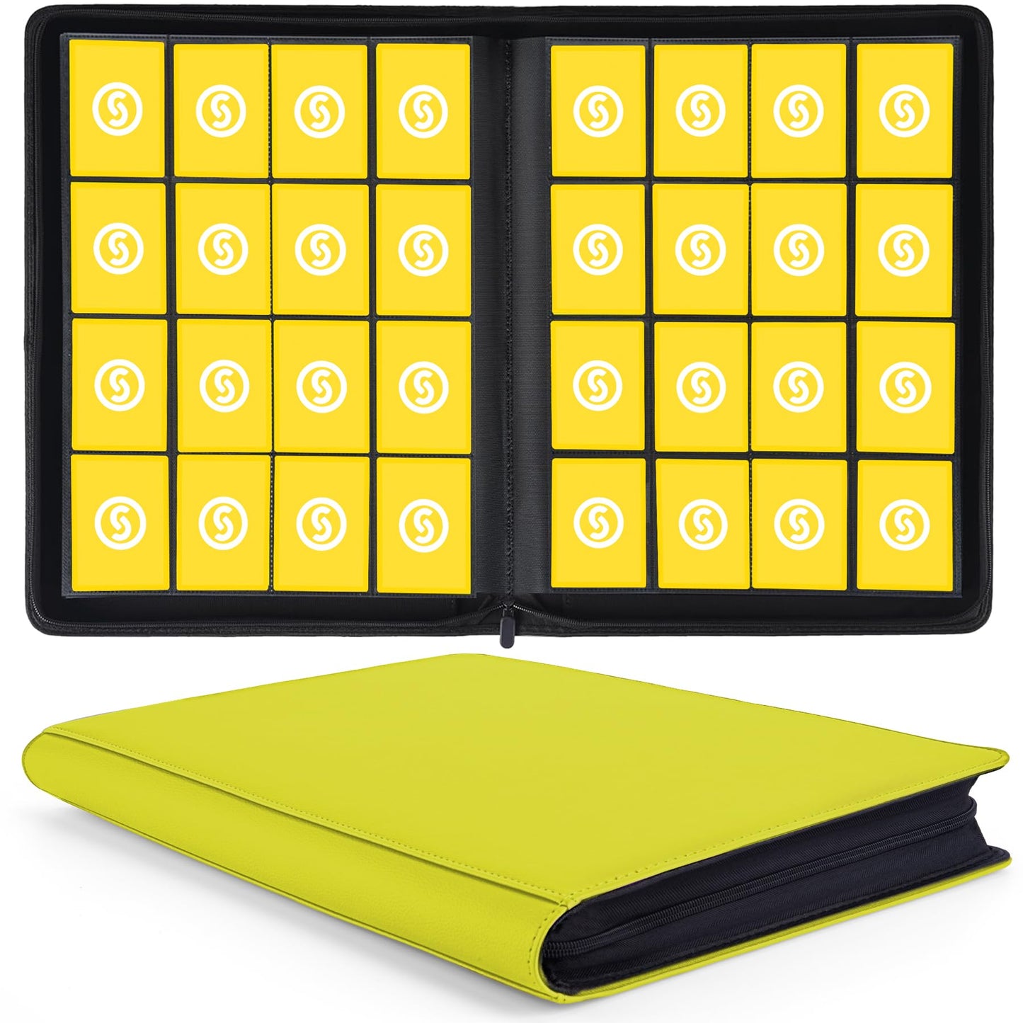 1000+ Pockets Trading Card Binder  enhanced 16 Pocket Card Binder  Ringless Side Loading Collection Album Holder Folders for MTG  TCG  Game Cards & Sports Cards (Yellow)