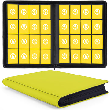 1000+ Pockets Trading Card Binder  enhanced 16 Pocket Card Binder  Ringless Side Loading Collection Album Holder Folders for MTG  TCG  Game Cards & Sports Cards (Yellow)