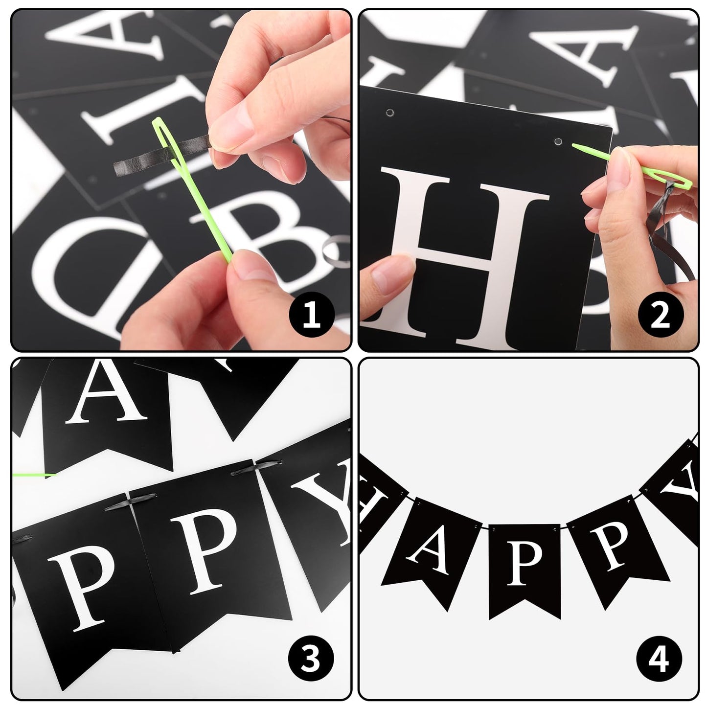 Waenerec Black Happy Birthday Banner Sign Happy Birthday Bunting Banner Garland For Kids Girl Woman Birthday Tea Party Decorations Bunting Flag Birthday Party Supplies