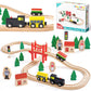 Tiny Land Wooden Train Set For Toddler - 39 Pcs- With Wooden Tracks Fits Thomas, Fits Brio, Fits Chuggington, Fits Melissa And D