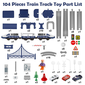 Train Sets For Boys 4-7, 66 Pcs Battery Operated Train Set With Tracks(Magnetic Connection), Compatible With Thomas, Brio, Chuggington, Gifts For 3 4 5 6 Years Old (City)