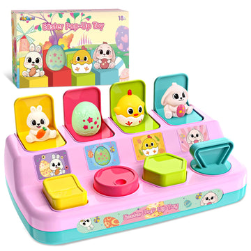 Easter Pop Up Toys for Toddlers, Toddler Toys for Easter Bakset Stuffers, Early Educational Toys, Interactive Pop Up Easter Toys