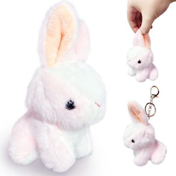 Pink Rabbit Stuffed Animals For Girls, Boys And Adults, Mini Animals Plush Toys Key Chains, Cute Bunny Plushies, Soft Bunny Stuf