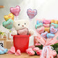 Gemscream 24 Pcs Valentines Day Conversation Heart Balloons Self Inflatable Heart Balloons with Bow Rod 4 Inch Mini Valentine D
