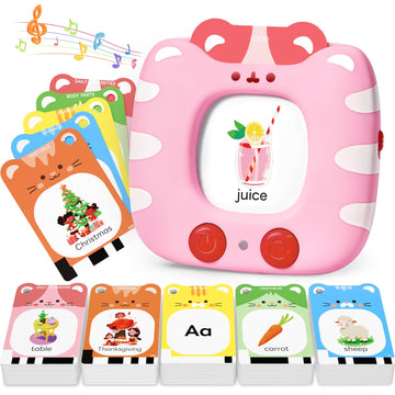 Joycat Talking Flash Cards For 2+ Toddlers Clear Voice & Thick Cards & Easy To Slide In And Out, Independent Play & Speech Development Toys, 16 Topics