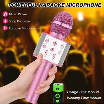Kids Karaoke Microphone For Singing: Bluetooth Karaoke Microphone Wireless - Perfect Christmas Birthday Gifts For 2 3 4 5 6 7 8 Year Old Girls Toys