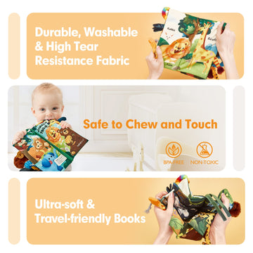 Hahaland Baby Books 0-6 Months, Infant Tummy Time Toy High Contrast Sensory Baby Toys 6 To 12 Months Touch Feel Book Baby Gifts For Boy Girl 0-3 Months Easter Basket Stuffers