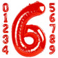 Red Number 6 Balloon 40 Inch, 6Th Birthday Balloon For Boy Girl, 16 26 60 61 65 Foil Mylar Helium Number Balloons Birthday Party