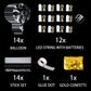 12 Pack Big Light Up Bobo Led Balloons With Sticks - Clear Balloons With Lights, Glow In The Dark, Flicker In The Daylight - Per