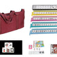 Hndtek American Mahjong Set - Red Burgundy Soft Bag - 166 White Engraved Tiles, 4 All-In-One Rack/Pushers Western Mah Jongg Game Set