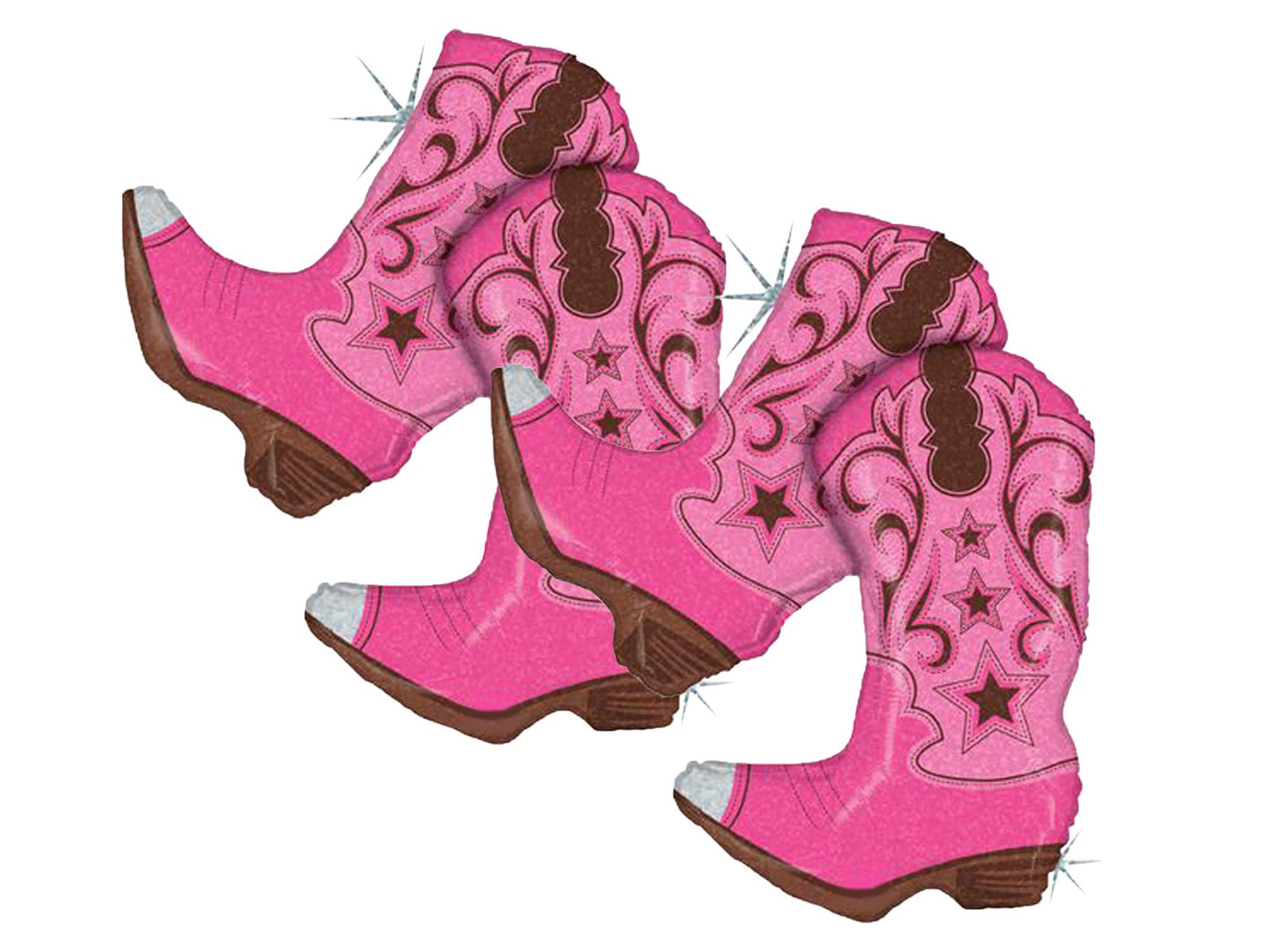Set Of 2 Dancing Pink Cowgirl Boots Jumbo 36' Foil Party Balloons