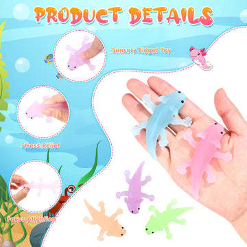 Spakon 30 Set Axolotl Valentines Day Gifts Axolotl Party Favor Axolotl Sensory Fidget Toys with Axolotl Cards Axolotl Birthday P