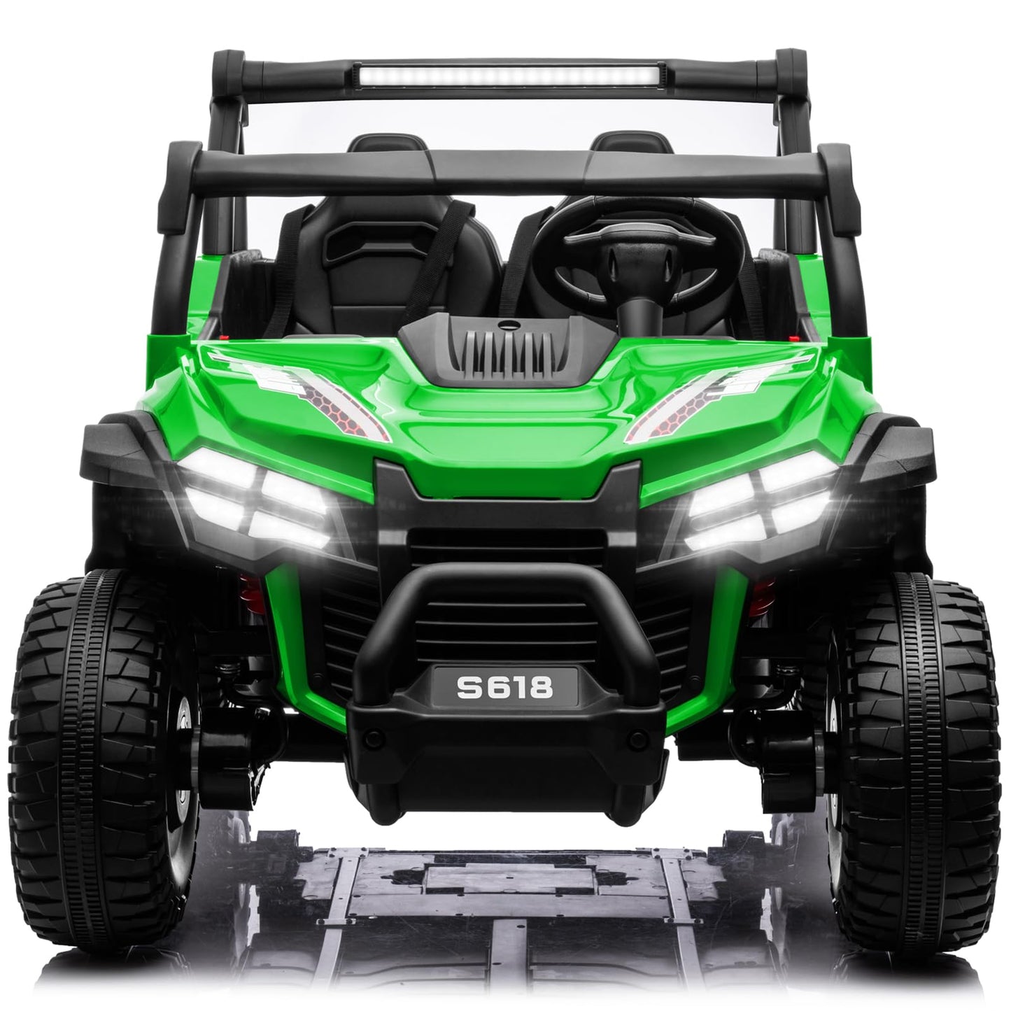 Molachi 4Wd Kid Ride On Car Truck Toy, 2 Adjustable Seater Children Electric Cars, Soft Start 24V Kid Remote Control Vehicles, 3