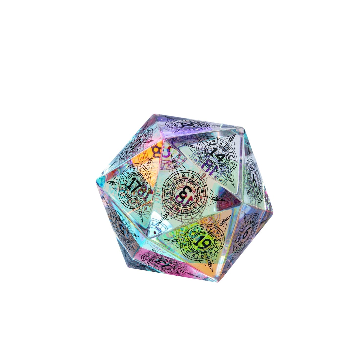 UDIXI 30mm Prism Glass D20 Dice Large Polyhedral Dice 20 Sized DND Dice Glass Dice for Dungeons and Dragons Role Playing Games M