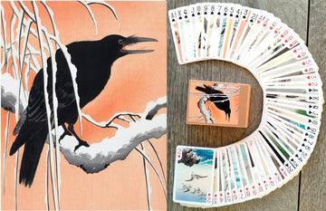 FLONZGIFT Stunning Birds Playing Cards (Poker Deck 54 Cards All Different) Vintage Antique Japanese Engraving Watercolor Illustr