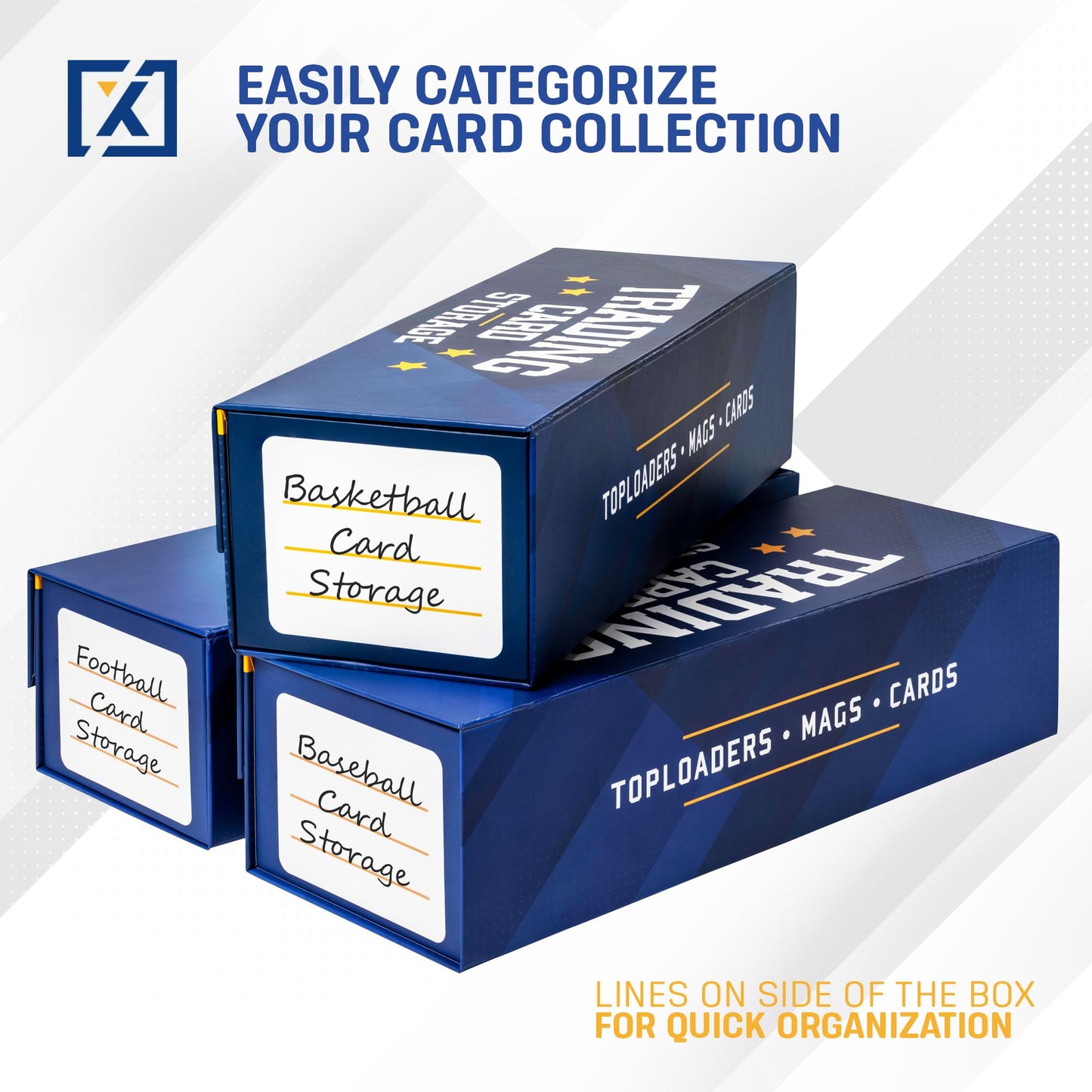 Homexpro Quickfold Trading Card Storage Box [3 Pack] Magnetic Lid | Toploader Storage Box Fits 800 Cards, 200 Toploaders, Or 50