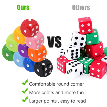 NiToy Game Dice Set 16MM 50PCS 6-Sided Solid Vintage Colors Standard Round Corner Dices for Board Game, Party, Holidays, Family