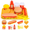 Pretend Play Fast Food Set,Play Food for Kids with Take Apart Burger and Hot Dog Plastic Toys Food,Play Kitchen Accessories Role