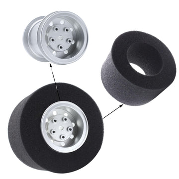 HOBOHY 4Pcs Aluminum Front and Rear Wheels Hub Rims with tire Lining/Built Sponge Kit for Tamiya CW01 Chassis Lunch Box G6-01 Mi