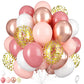 Dusty Pink Balloons, 55Pcs Blush Pink Party Balloons 12 Inch Metallic Rose Gold White Latex Balloons Retro Pink Rose Gold Balloo